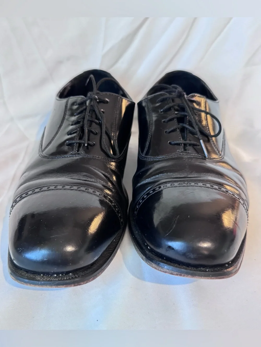 Classic Florsheim Mens Lexington Cap Toe Oxfords in Black Leather Sz 10.5 D
